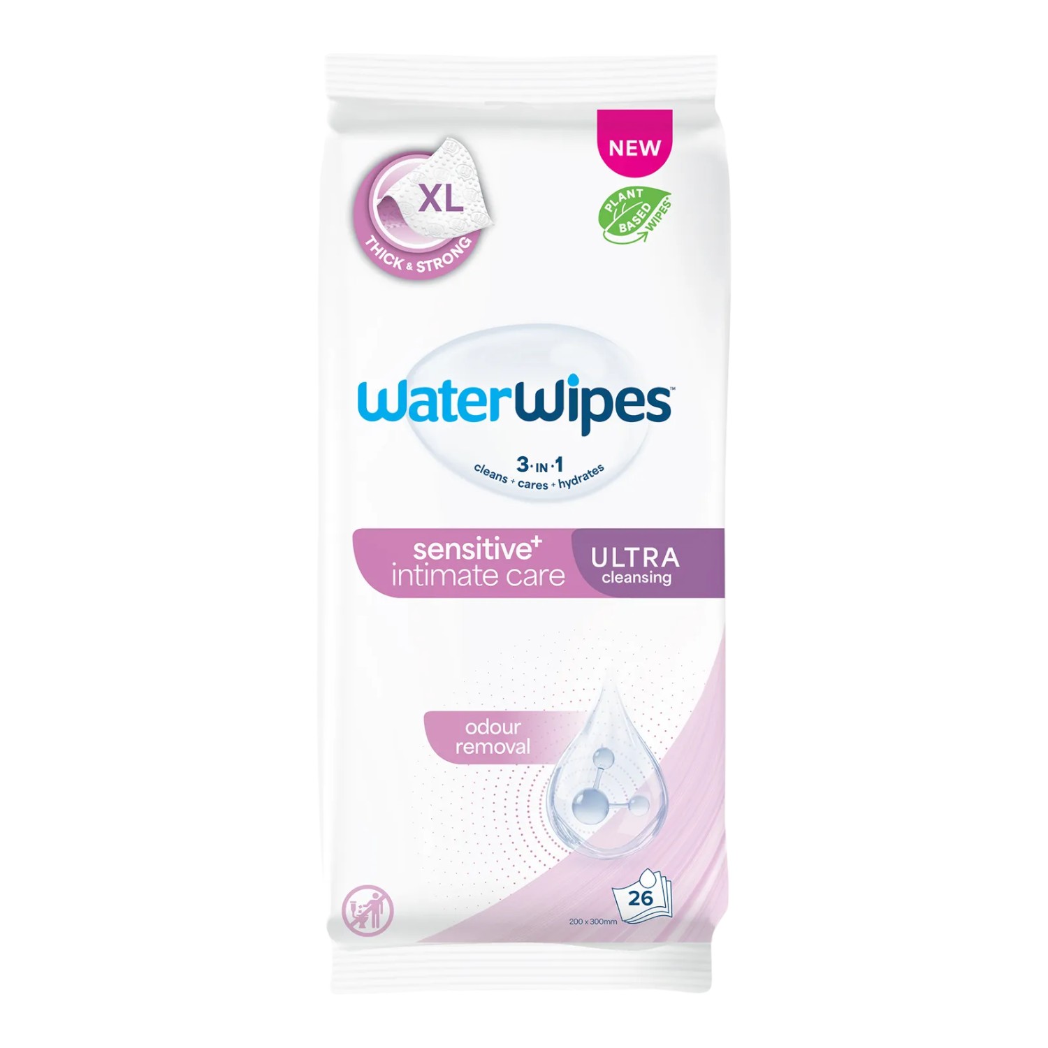 Water Wipes Body&Intimate Ultra Chusteczki do higieny intymnej, 26 szt.