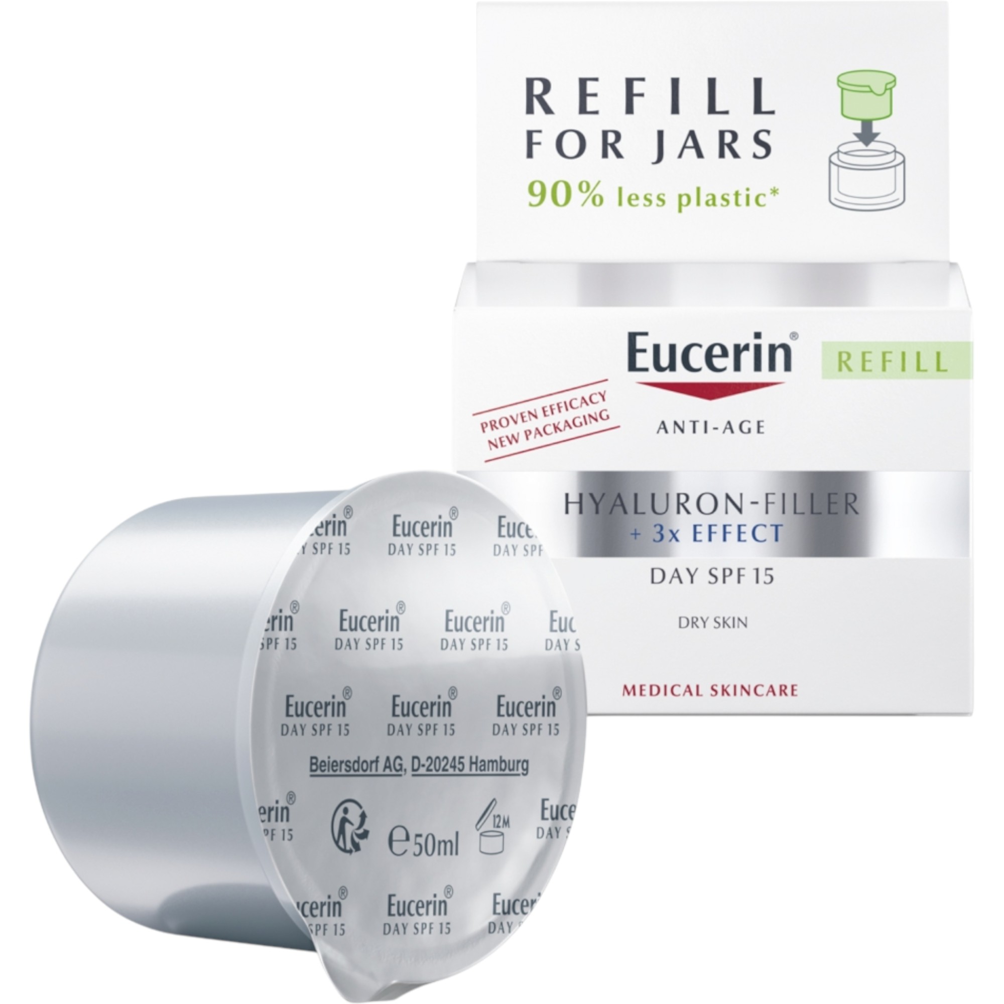 Eucerin Hyaluron-Filler Krem na dzień SPF15 skóra sucha, Refill 