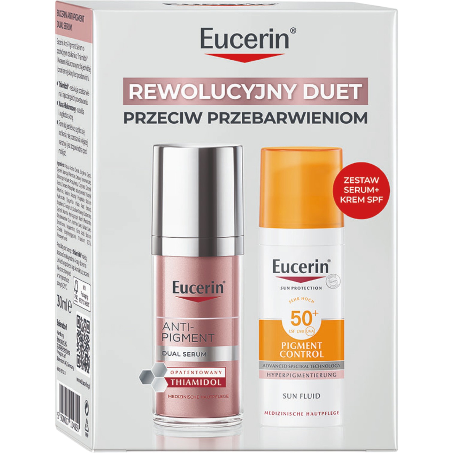 Eucerin Zestaw: Anti-Pigment Dual Serum 30ml + Pigment Control SPF50+ 50ml