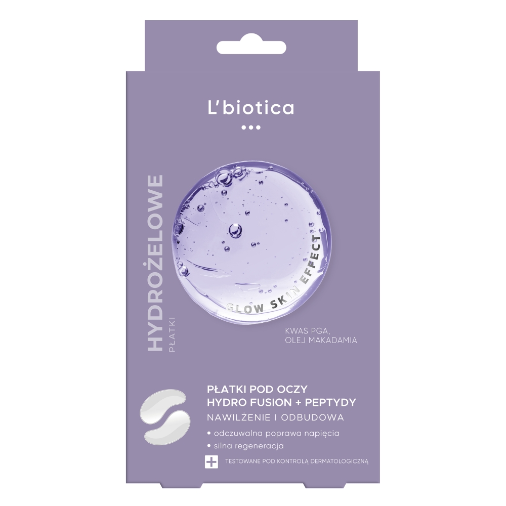 L'biotica PGA Hydro Fusion Hydrożelowe płatki pod oczy z peptydami 