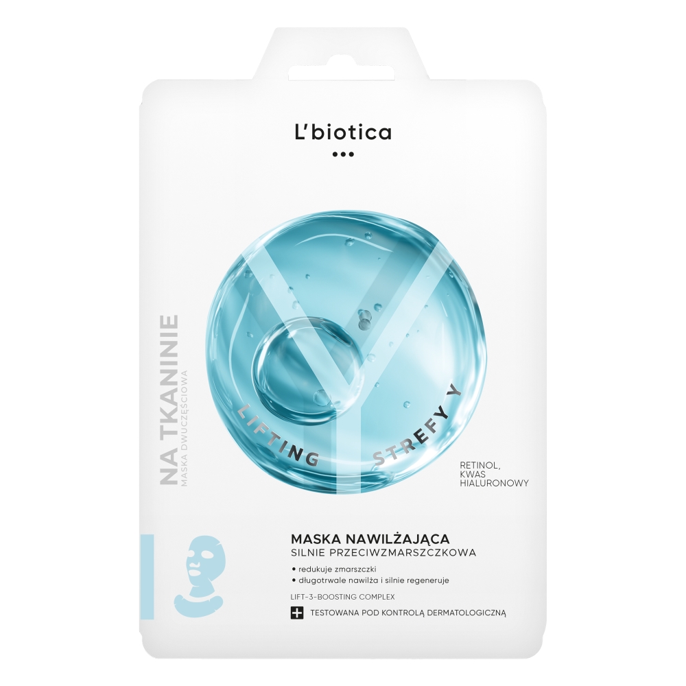 L'biotica Lifting Strefy Y Silnie przeciwzmarszczkowa nawilżająca maska do twarzy 