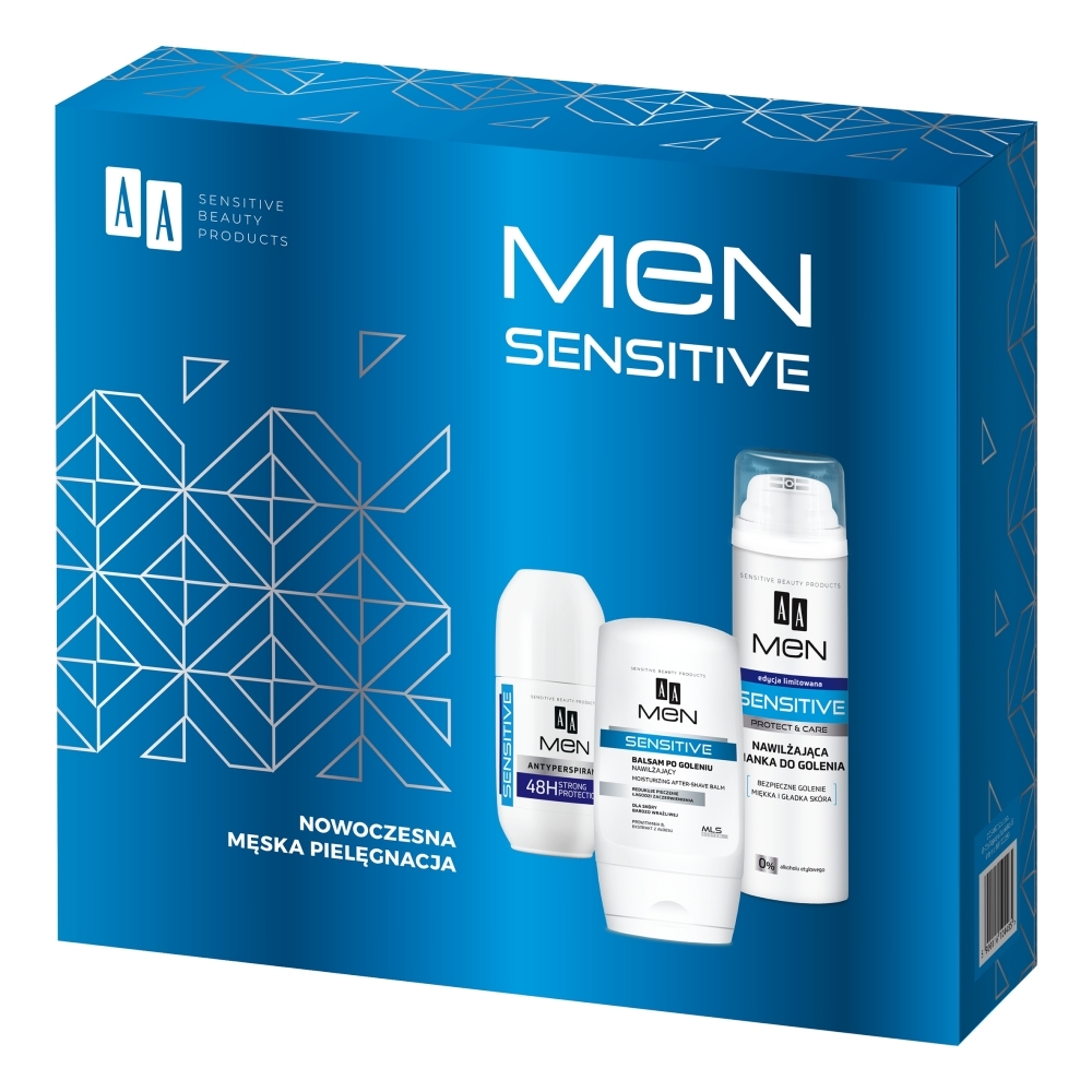 AA Men Sensitive Kit: Gel Dopobarba + Schiuma da Barba + Antitraspirante