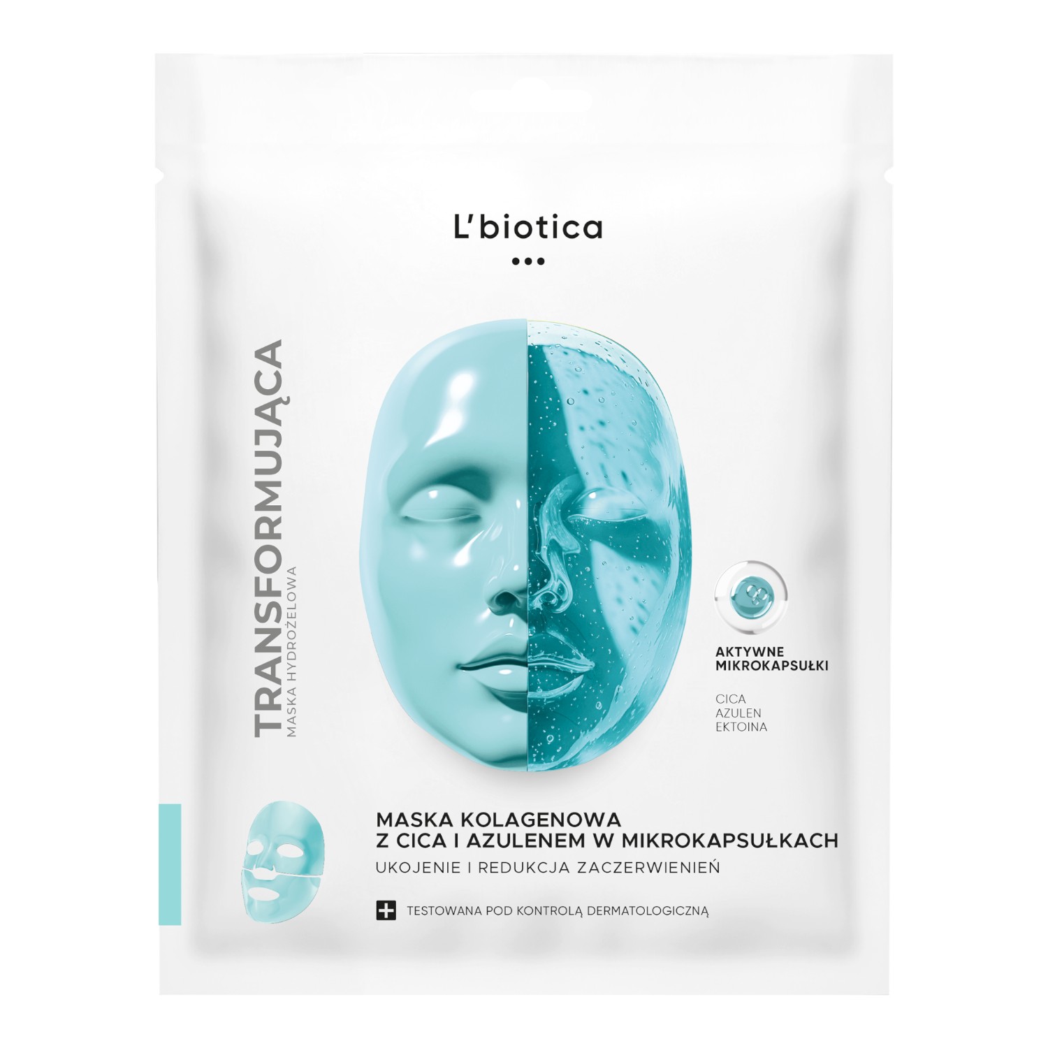 L'biotica Maska kolagenowa z Cica i Azulenem w mikrokapsułkach