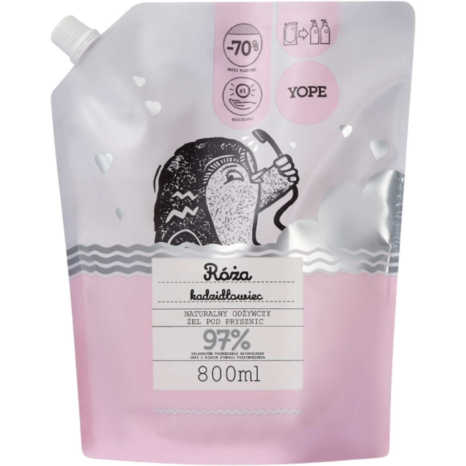 Yope Żel pod prysznic Kadzidłowiec i Róża, Refill 