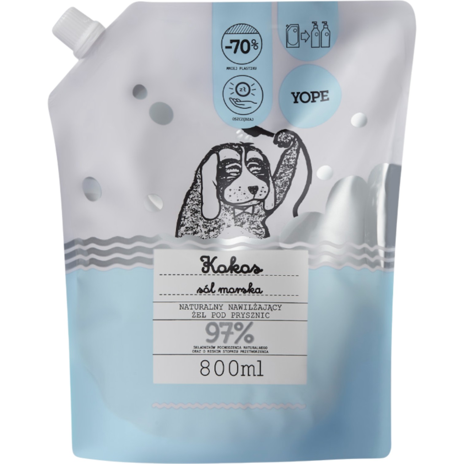 Yope Żel pod prysznic Kokos i Sól Morska, Refill