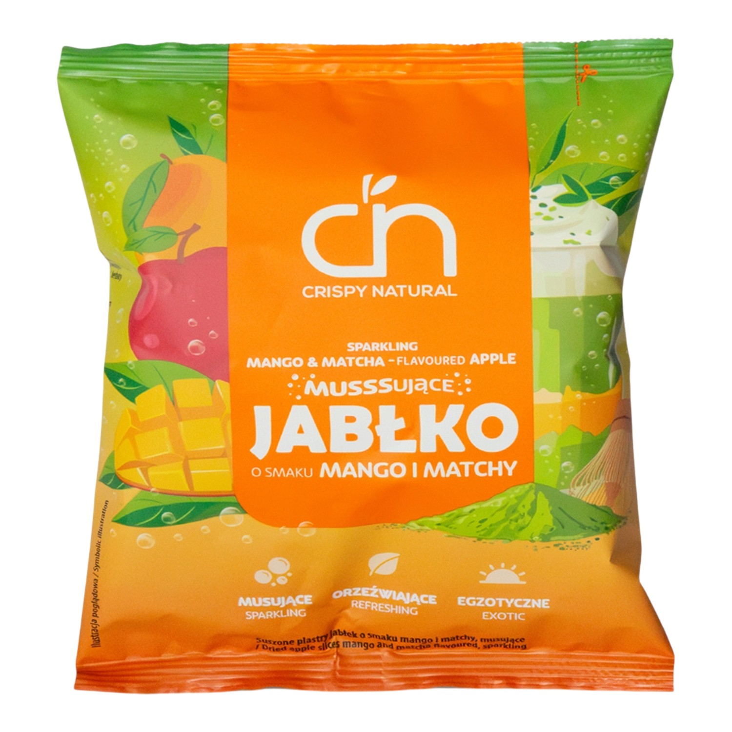 Crispy Chipsy Suszone Jabłko o smaku mango i matchy - musujące, 18 g