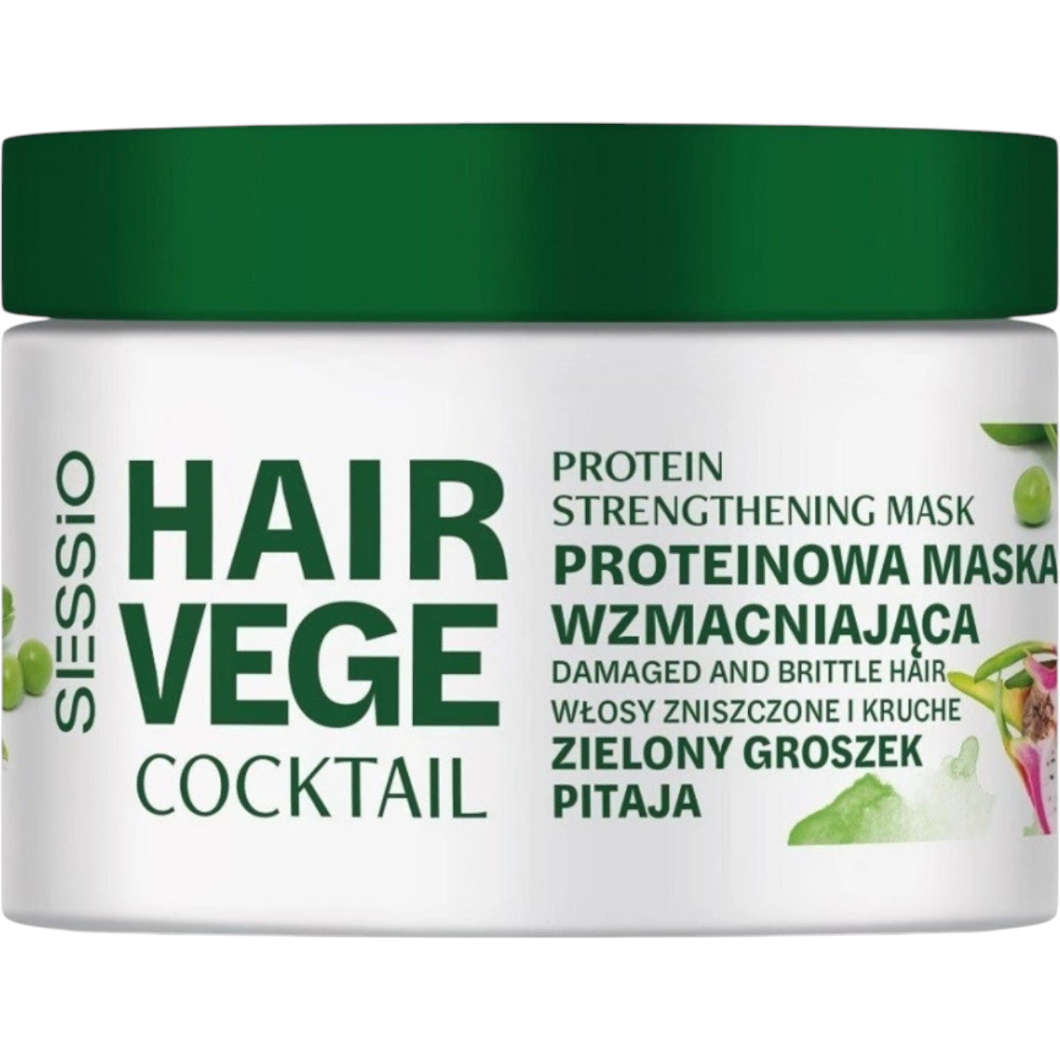 Sessio Vege Cocktail Maska do włosów wzmacniająca, zielony groszek i pitaja