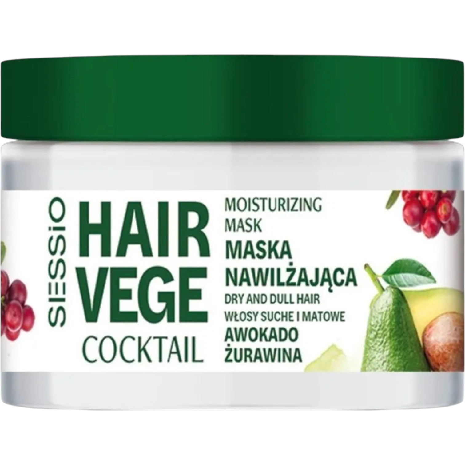 Sessio Vege Cocktail Maschera per capelli, avocado-mirtillo rosso