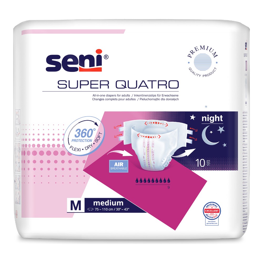 Seni Super Quatro M Pieluchomajtki, 10 szt.