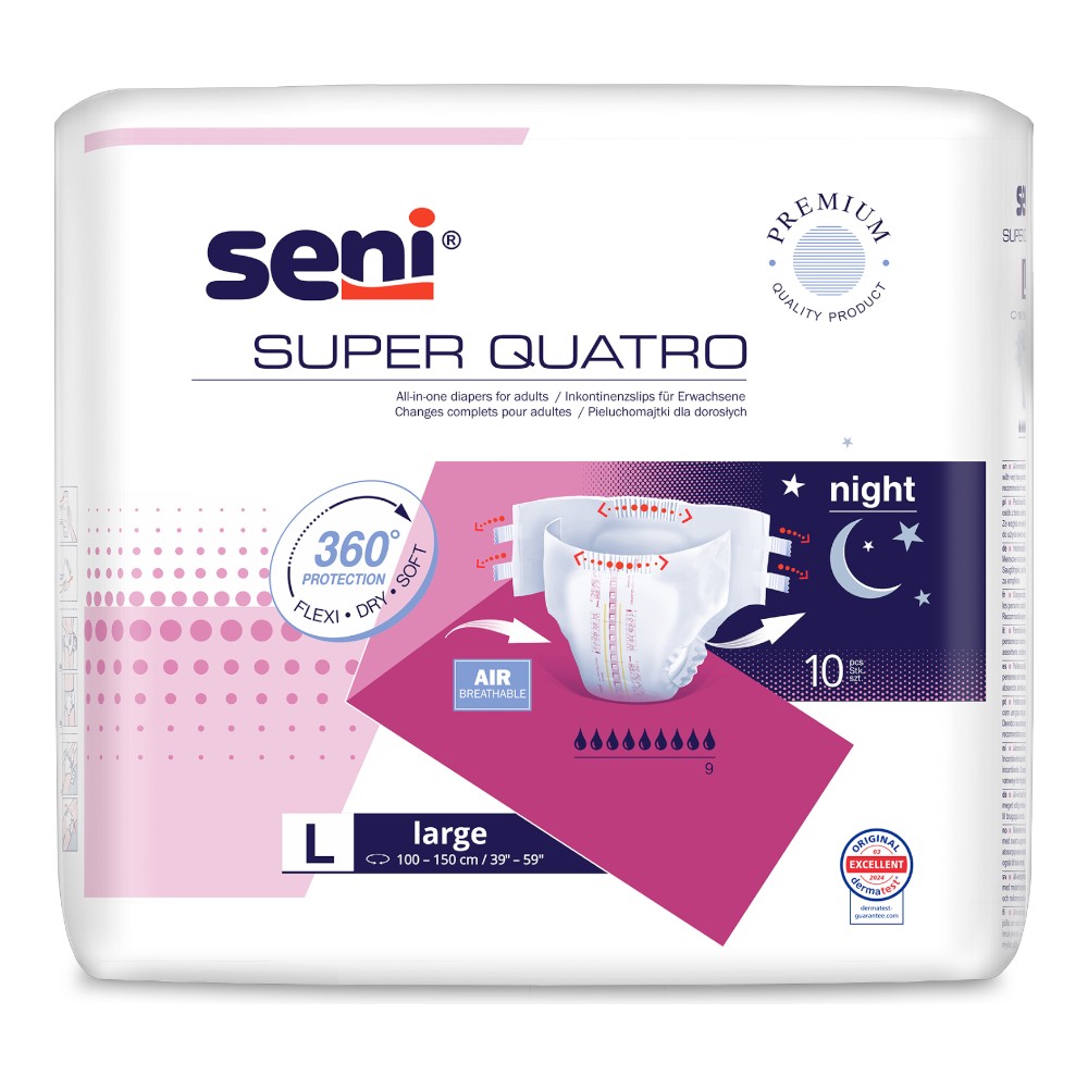 Seni Super Quatro L Pieluchomajtki, 10 szt.