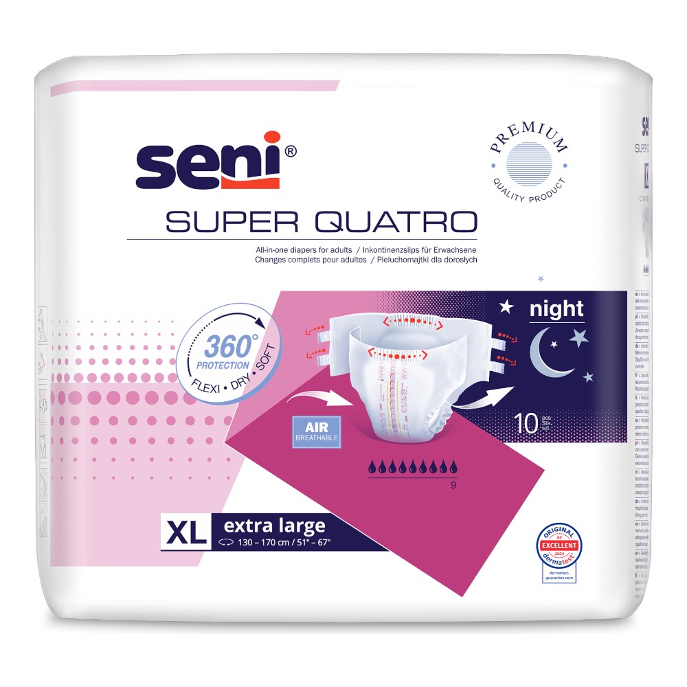 Seni Super Quatro XL Pieluchomajtki, 10 szt.