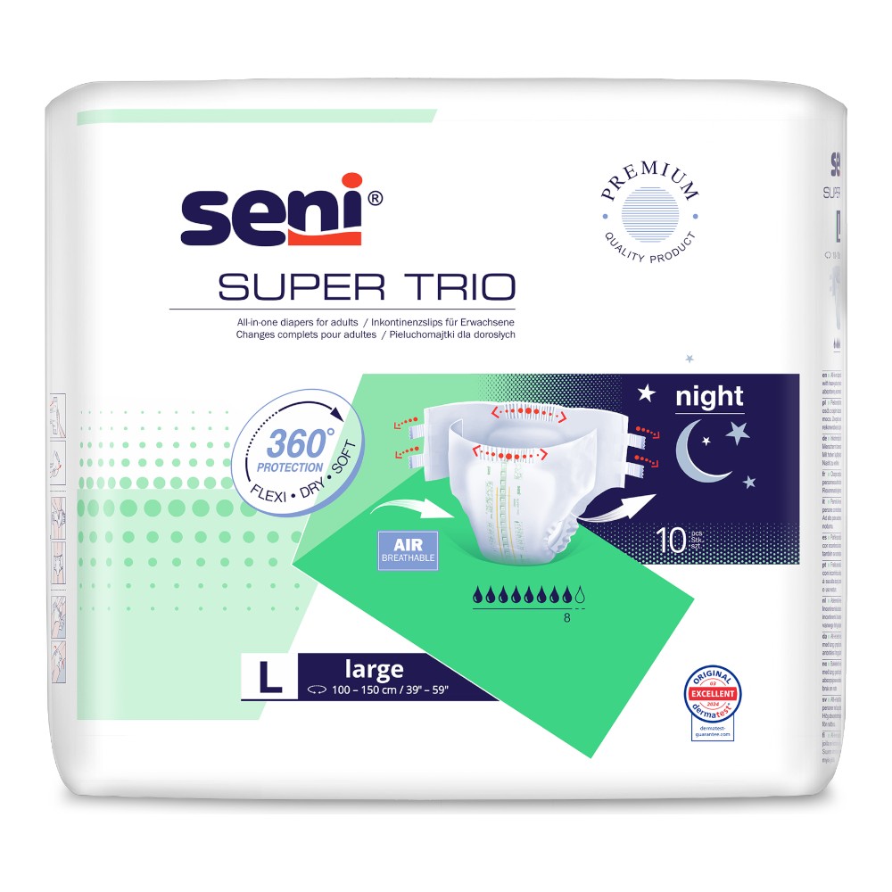 Seni Super Trio L Pieluchomajtki, 10 szt.