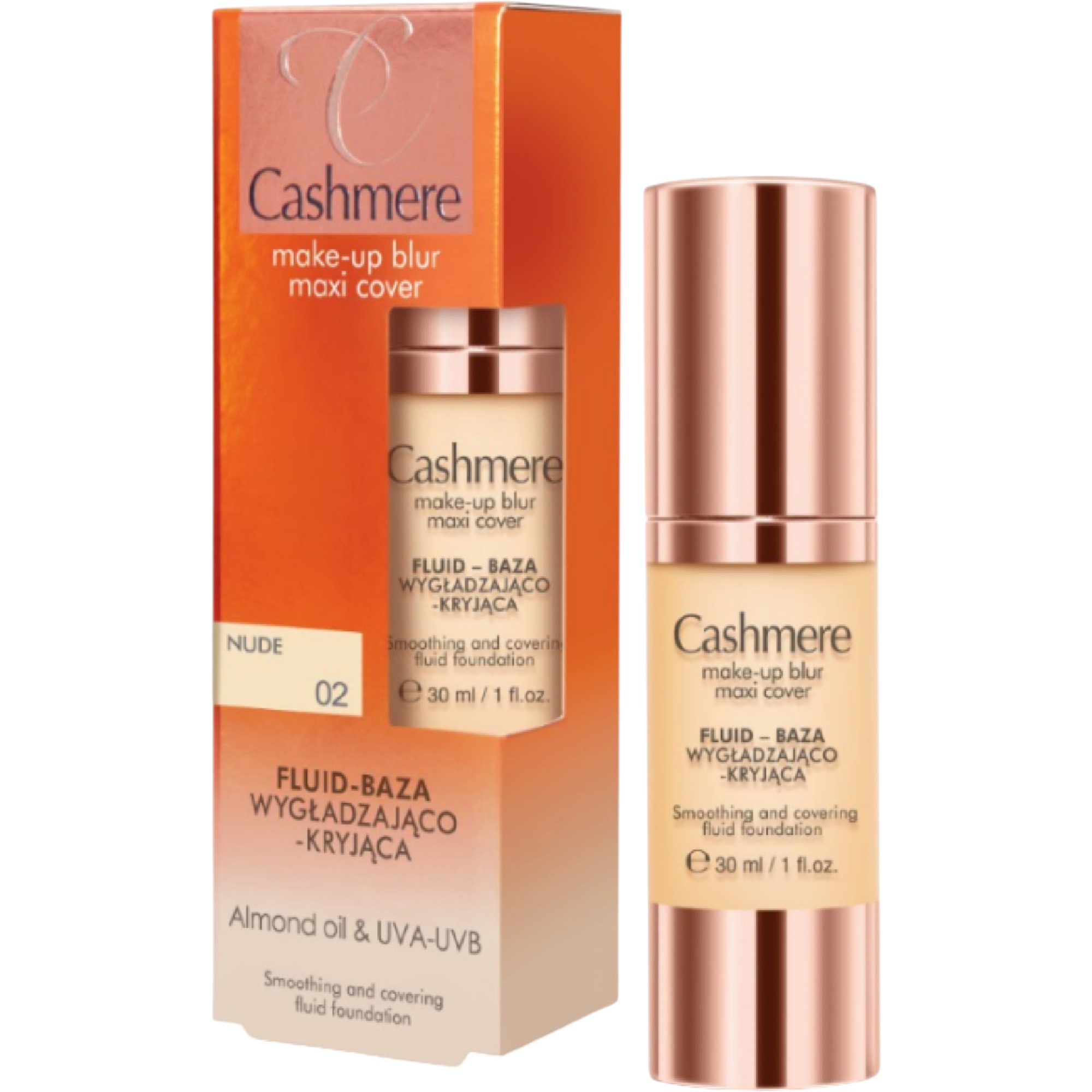 Cashmere Make-up Blur Maxi Cov, fluid- baza wygładzająco-kryjąca 02 Nude, 30 ml Nude