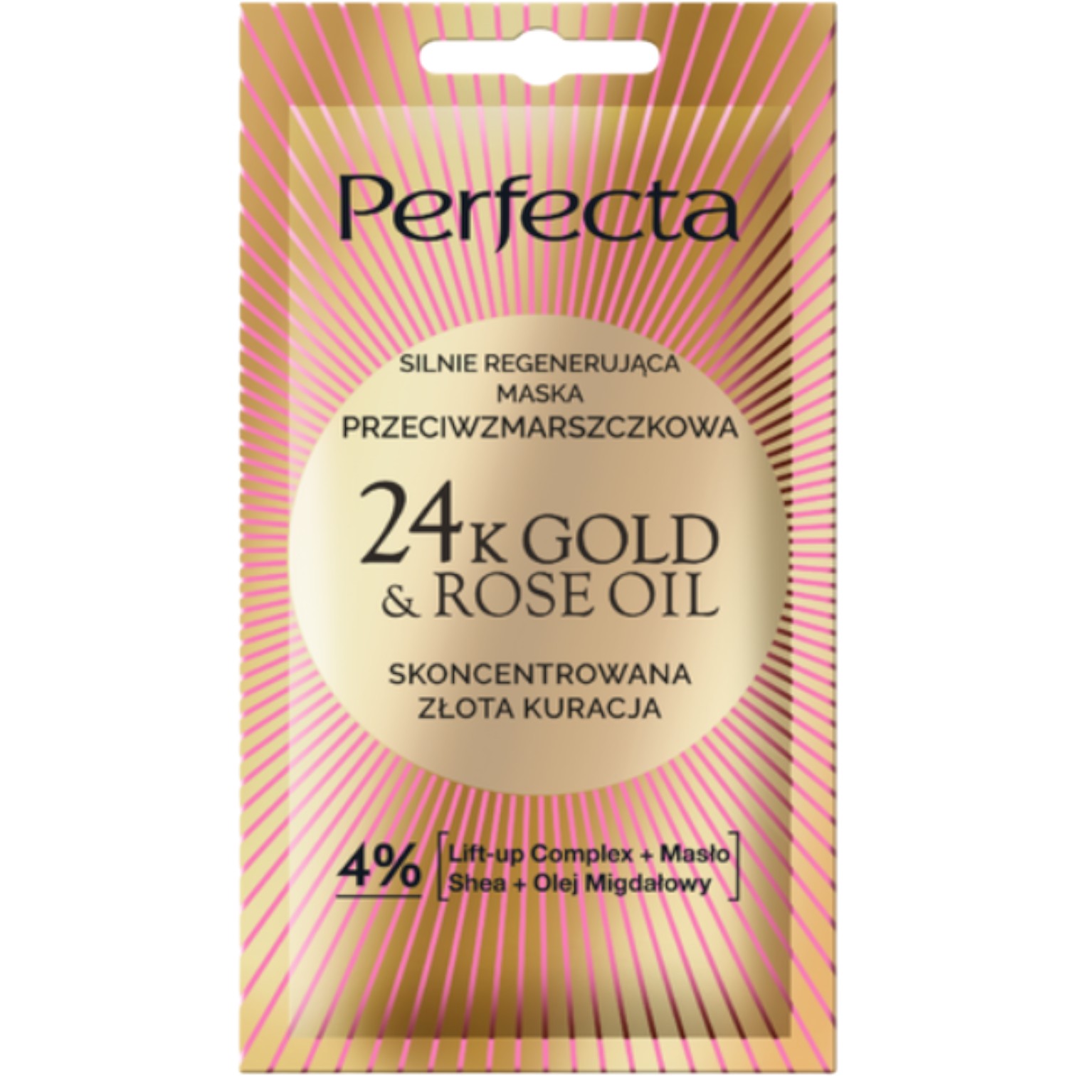 Perfecta 24KGold & Rose Oil Luksusowa przeciwzmarszczkowa maska do twarzy