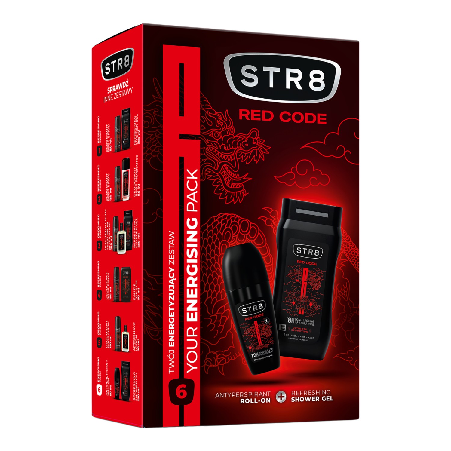 STR8 Zestaw Red Code: Antyperspirant roll-on 50 ml + Żel pod prysznic 250 ml