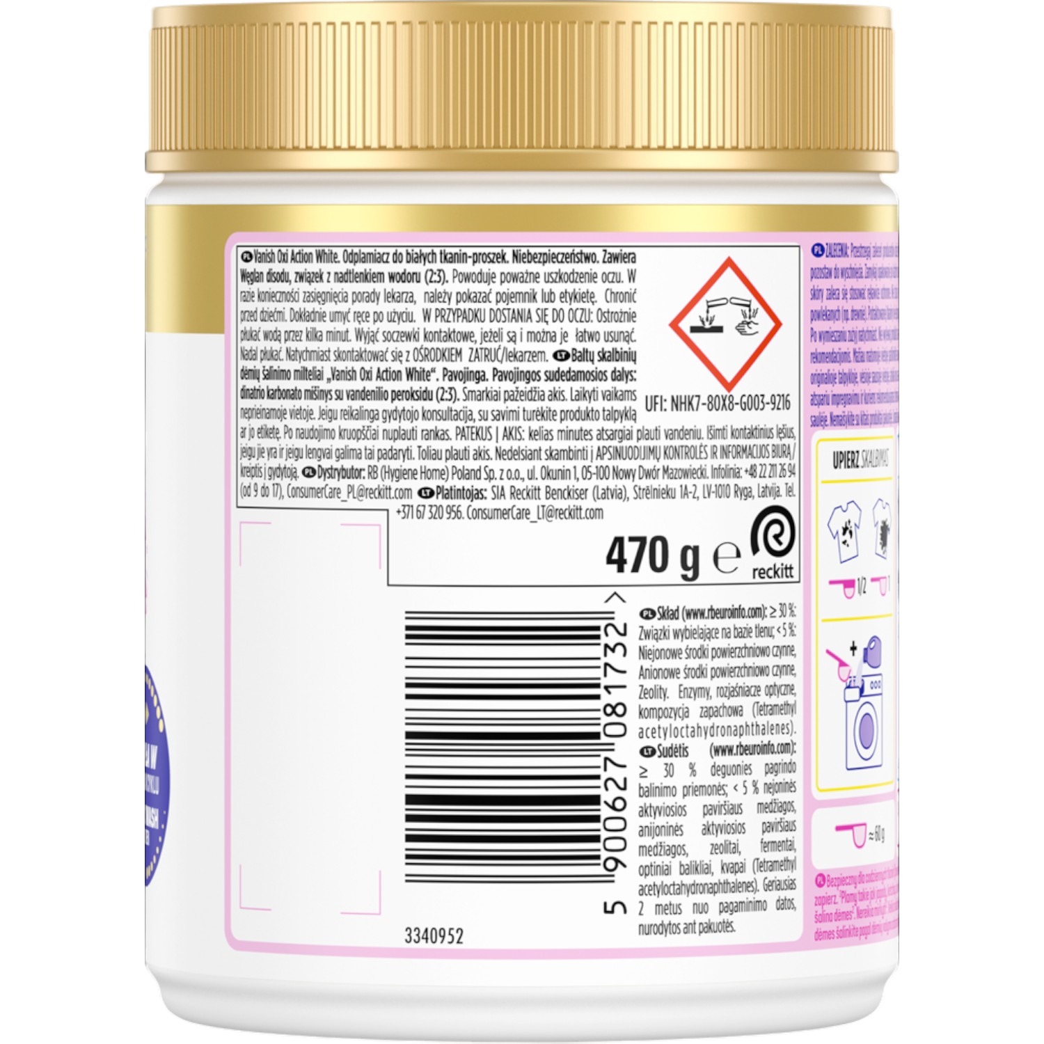 Vanish Multi Action White Odplamiacz w proszku, 470 g