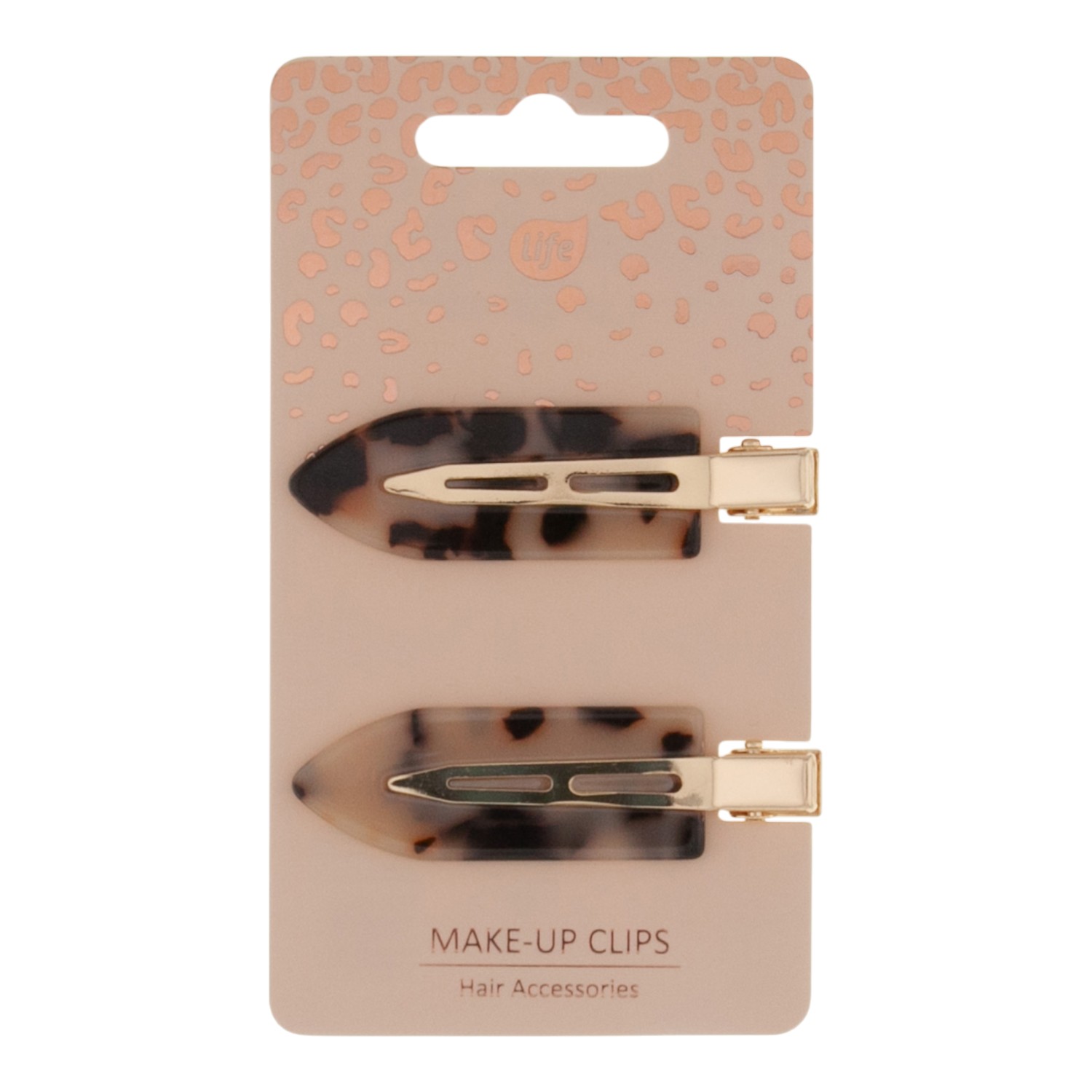Life Spinki do włosów do makijażu beżowe w cętki, acetate 2 szt