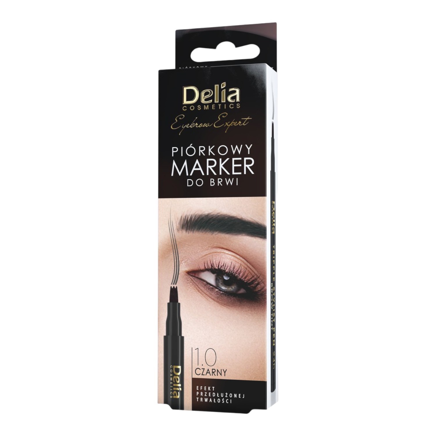 Delia Eyebrow Expert Piórkowy Marker do brwi Triple Pen 24h czarny 