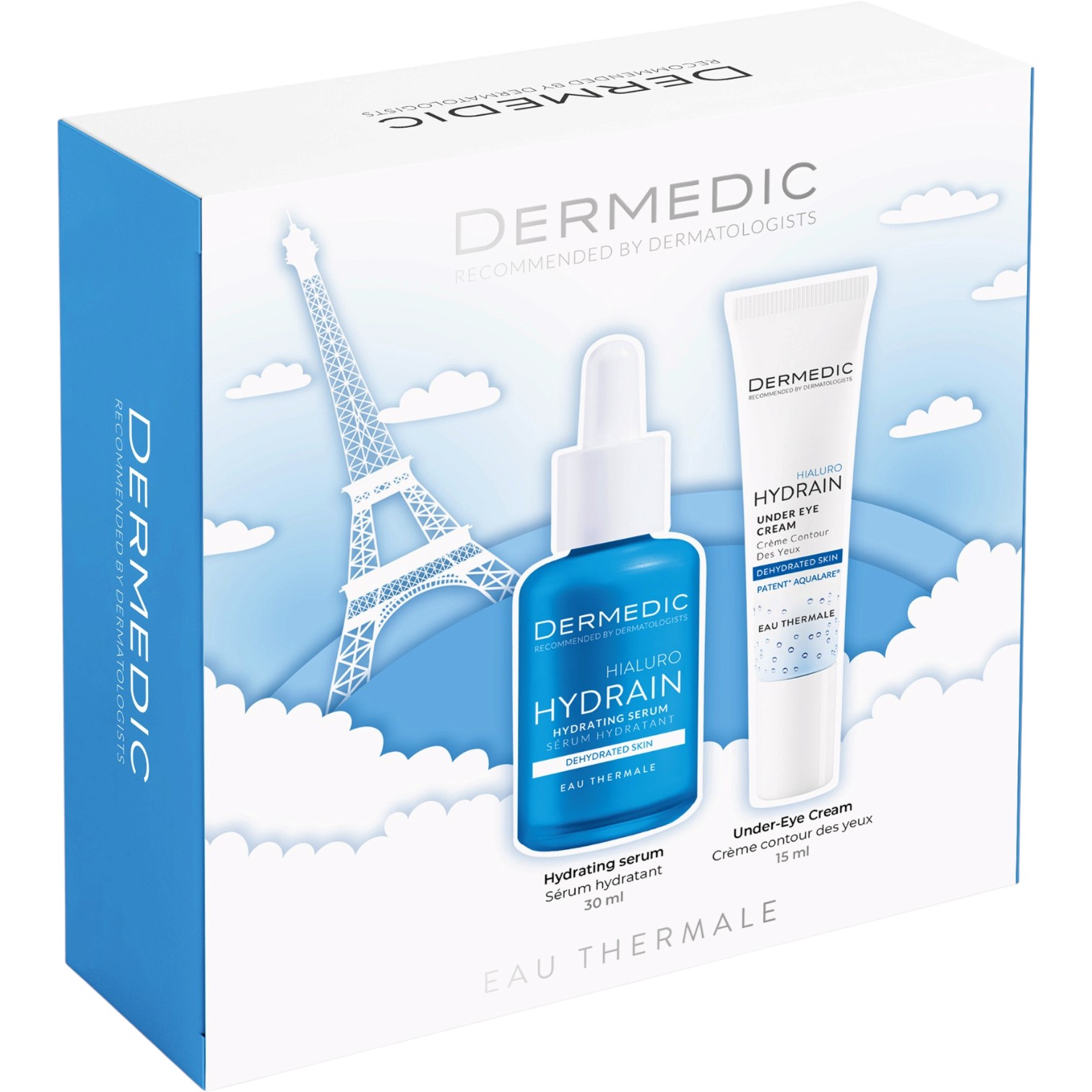 Dermedic zestaw Hydrain: Serum do twarzy 30 ml + Krem pod oczy 15 ml