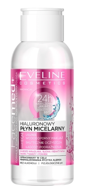 Eveline Facemed 3in1, Acqua micellare ialuronica per il viso