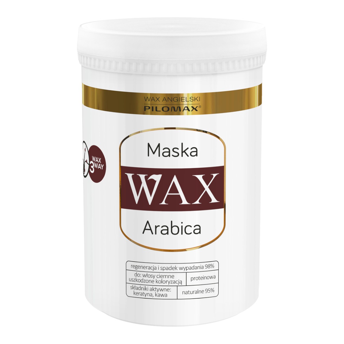 WAX Arabica Maska do włosów farbowanych ciemnych wygładzająca i nawilżająca, 480 ml 