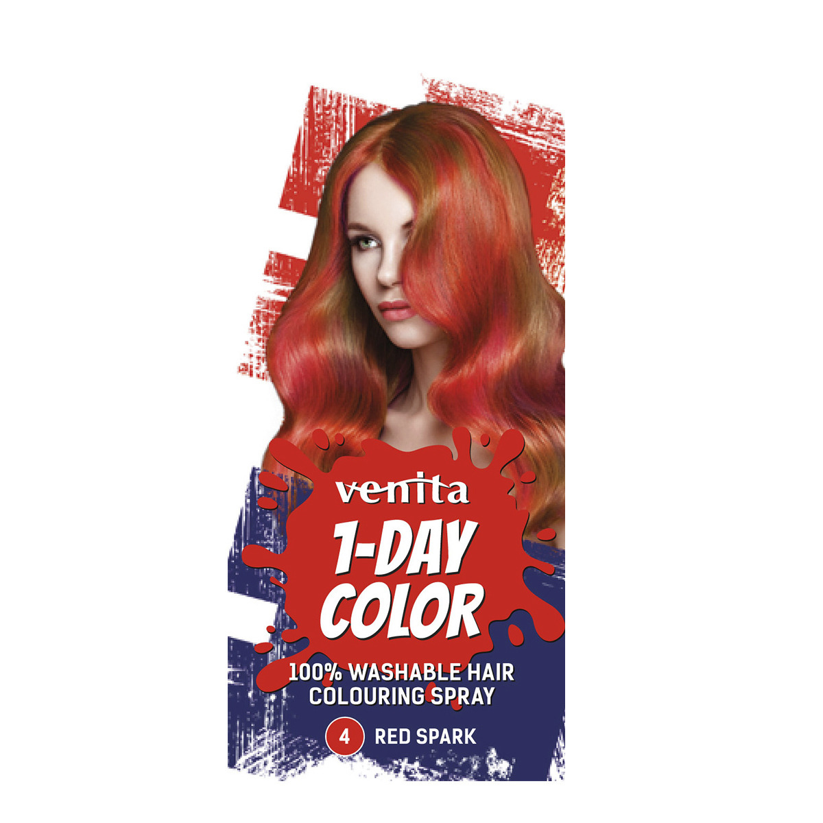 Venita Spray Colorante 1-Giorno per Capelli, 04 Scintilla Rossa 50 ml
