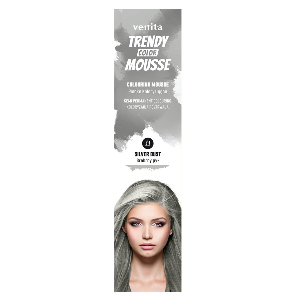 Venita Trendy Color Schiuma colorante per capelli, n. 11 Polvere d'argento 75 ml