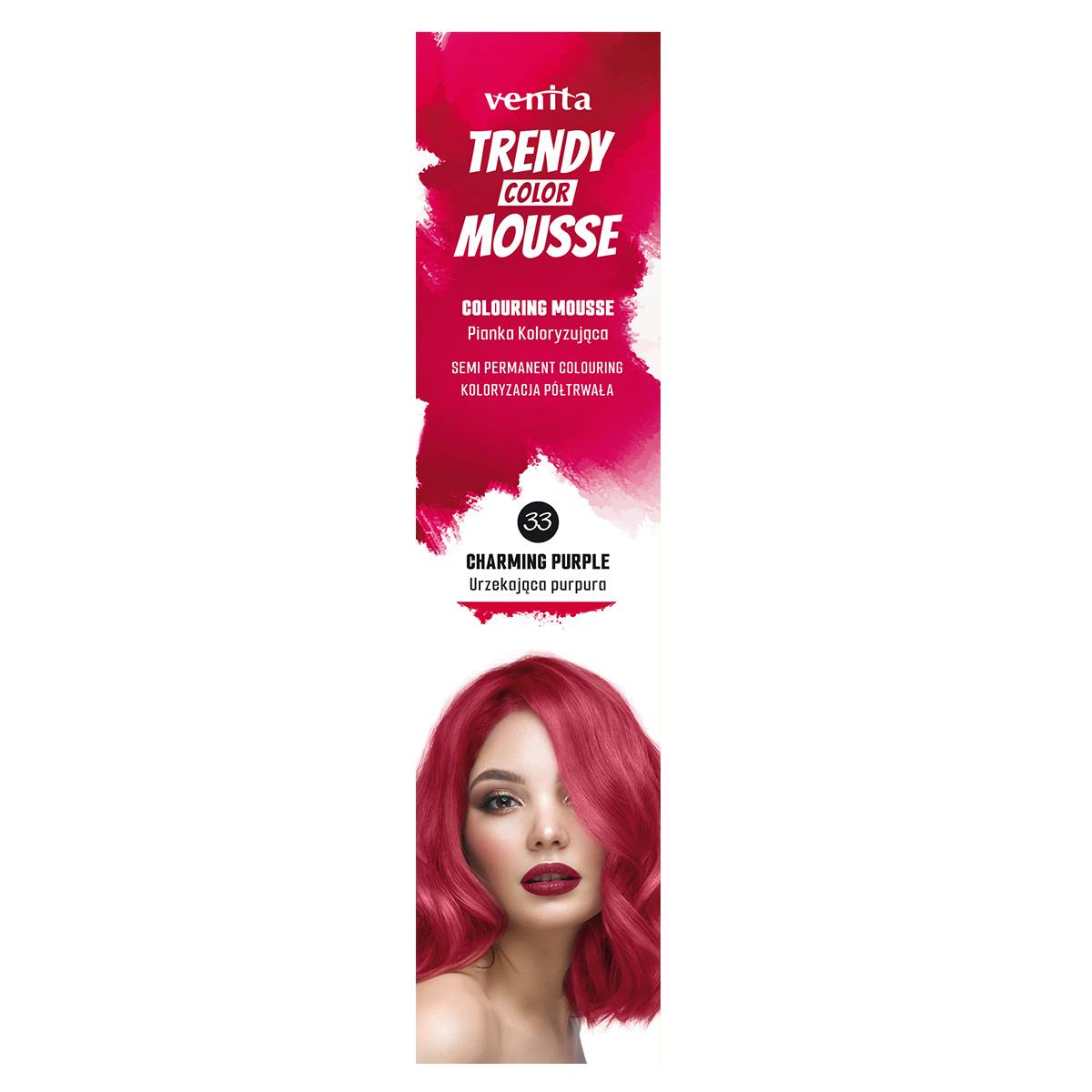 Venita Trendy Color Schiuma Colorante per Capelli, n. 33 Incantevole Porpora 75 ml