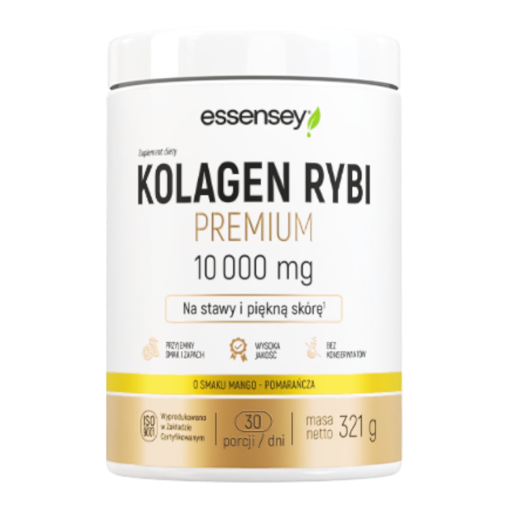 Essensey Kolagen Rybi Premium 10000 mg Mango-Pomarańcza, 321 g