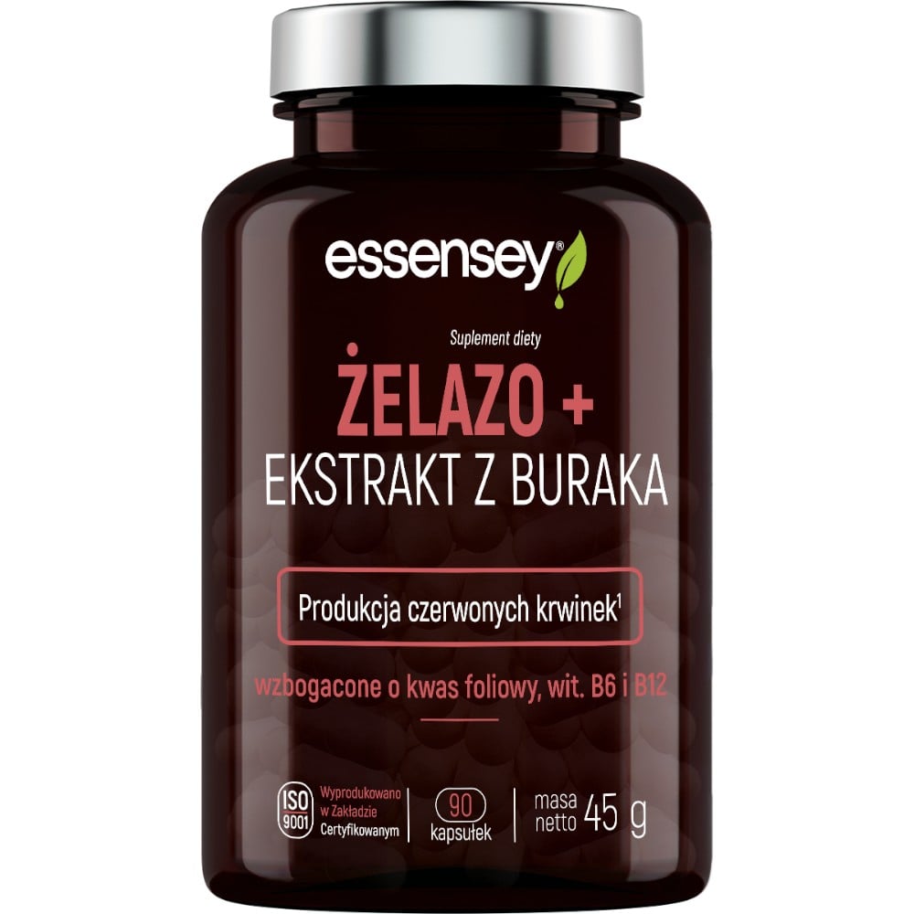 Essensey Żelazo + Ekstrakt z Buraka Kapsułki, 90 szt.