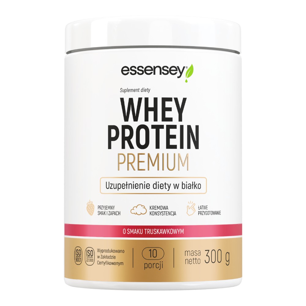 Essensey Whey Protein Premium Smak truskawkowy Proszek, 300 g