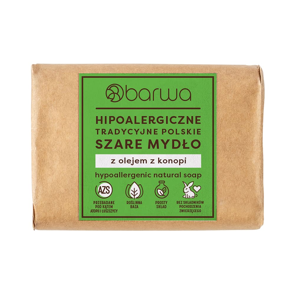 BARWA Mydło w kostce szare z olejem z konopi