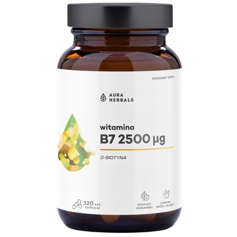 Aura herbals Witamina B7 2500 mcg (Biotyna), Kapsułki 120