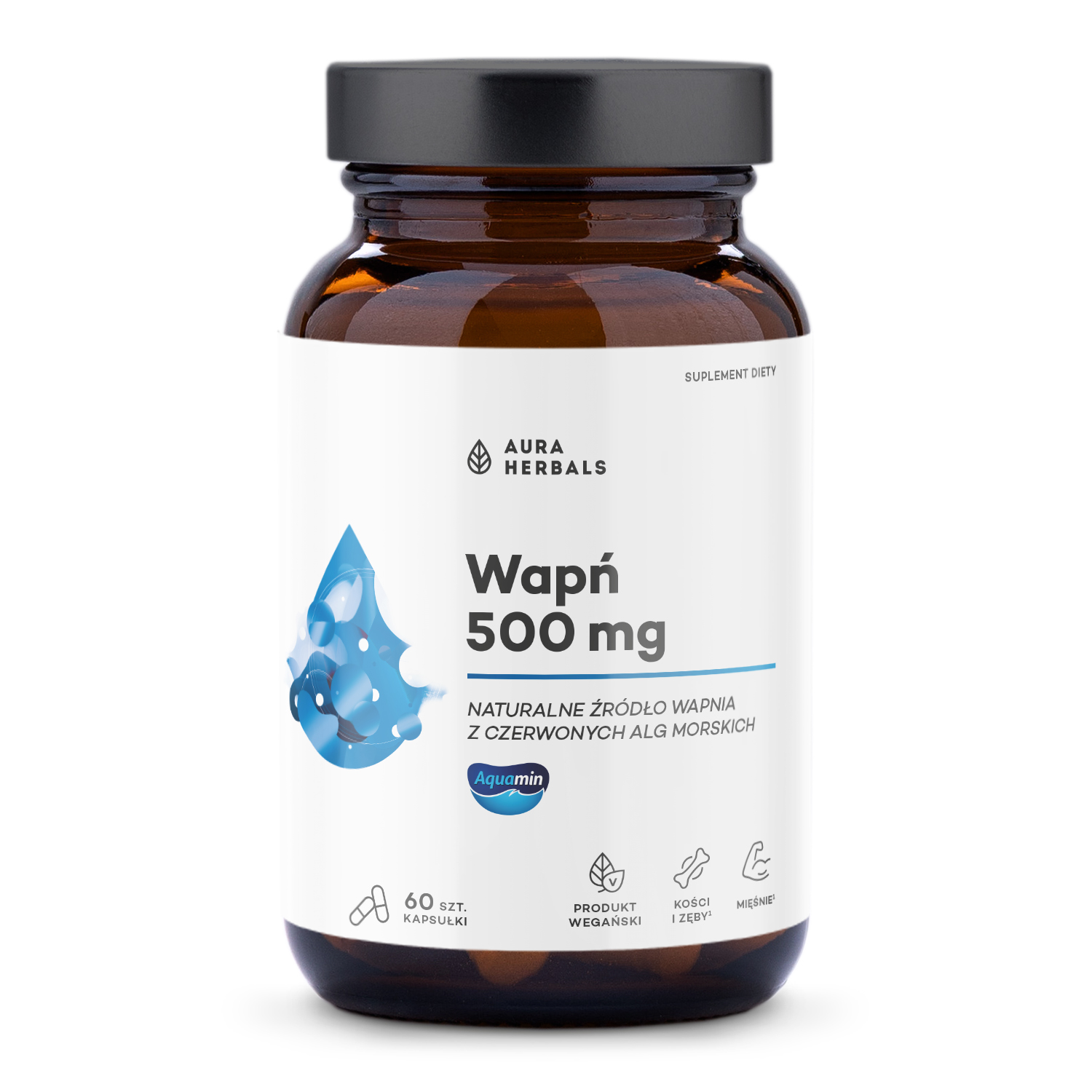 Aura Herbals Wapń 500 mg Aquamin Kapsułki, 60 szt.