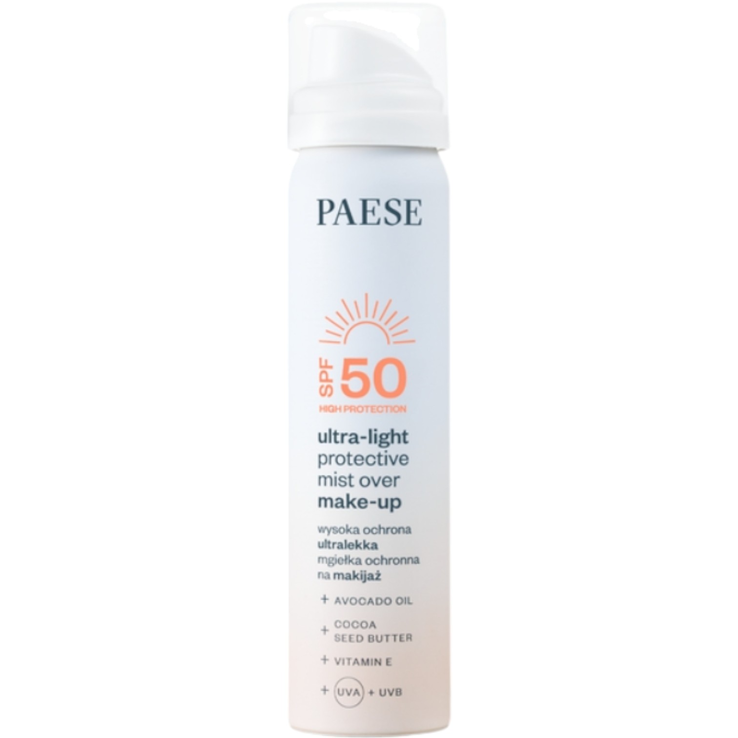 Paese Ultralekka mgiełka ochronna na makijaż, SPF50