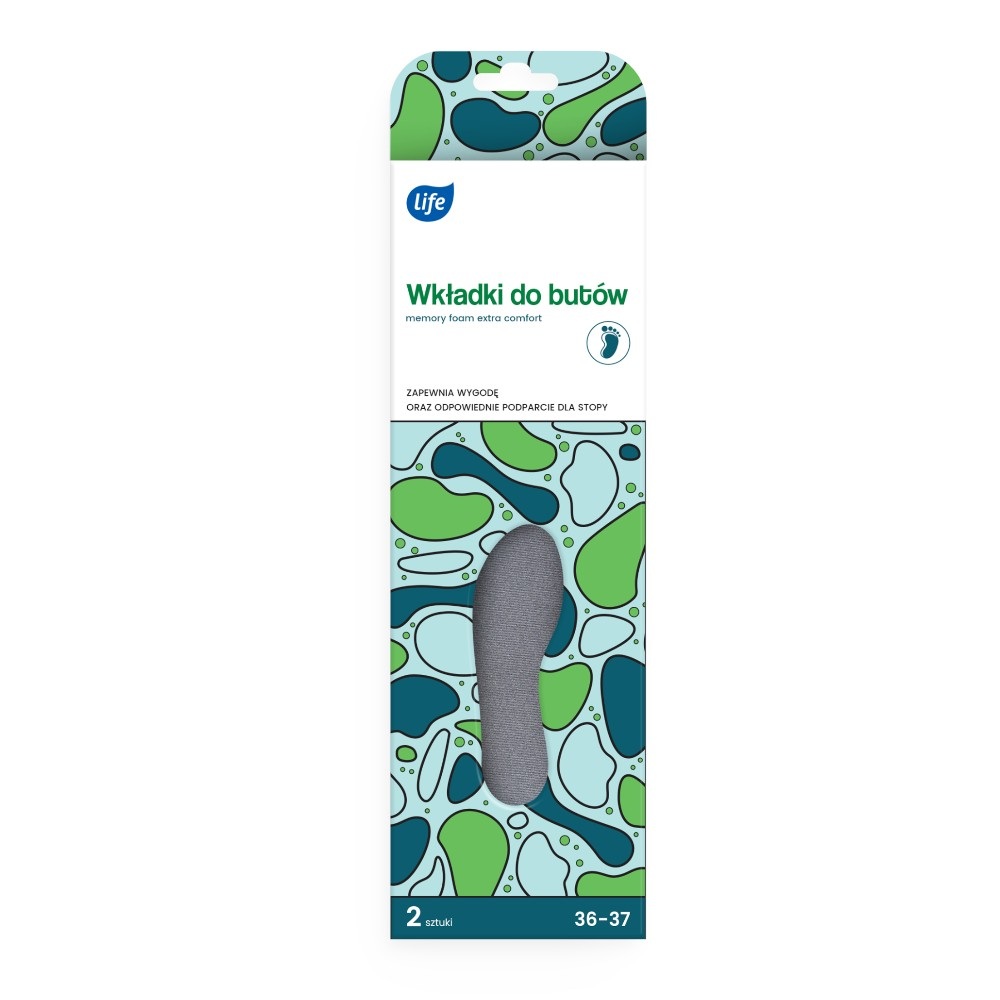 Life Foot  wkładki do butów piankowe z pamięcią kształtu, rozmiar 36-37
