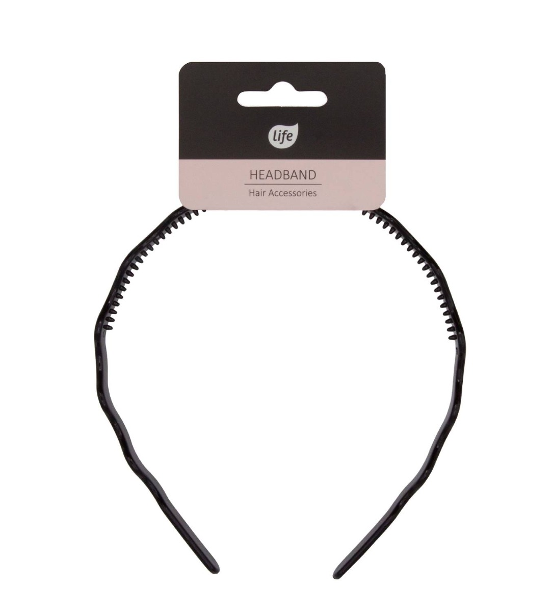 Life Opaska plastikowa do włosów fala czarna błyszcząca 