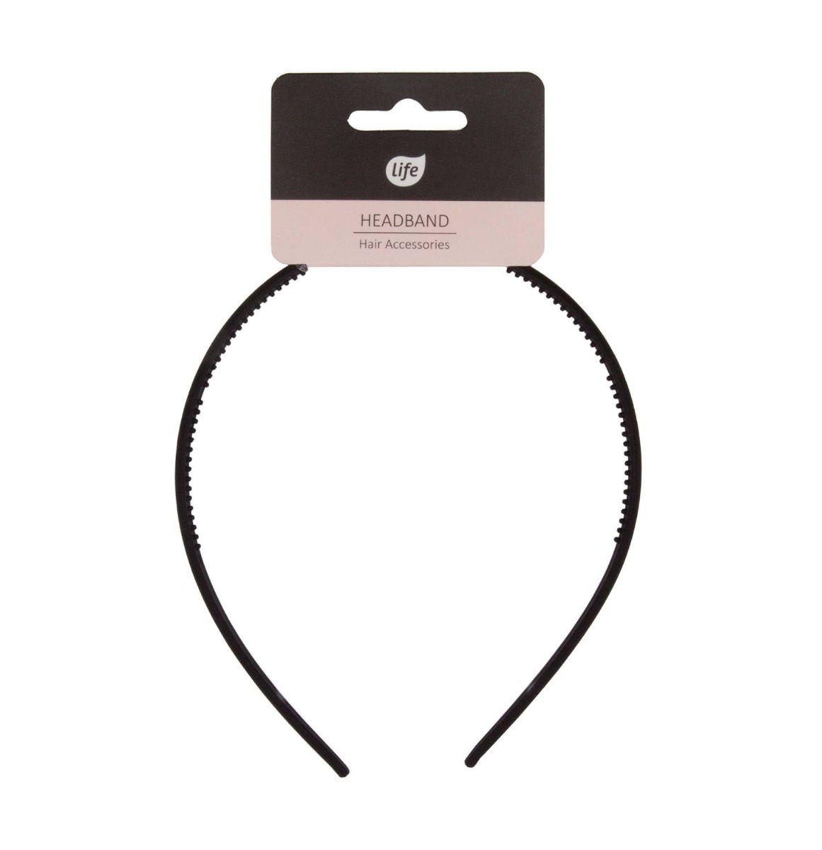 Life Opaska plastikowa do włosów prosta czarna matowa 