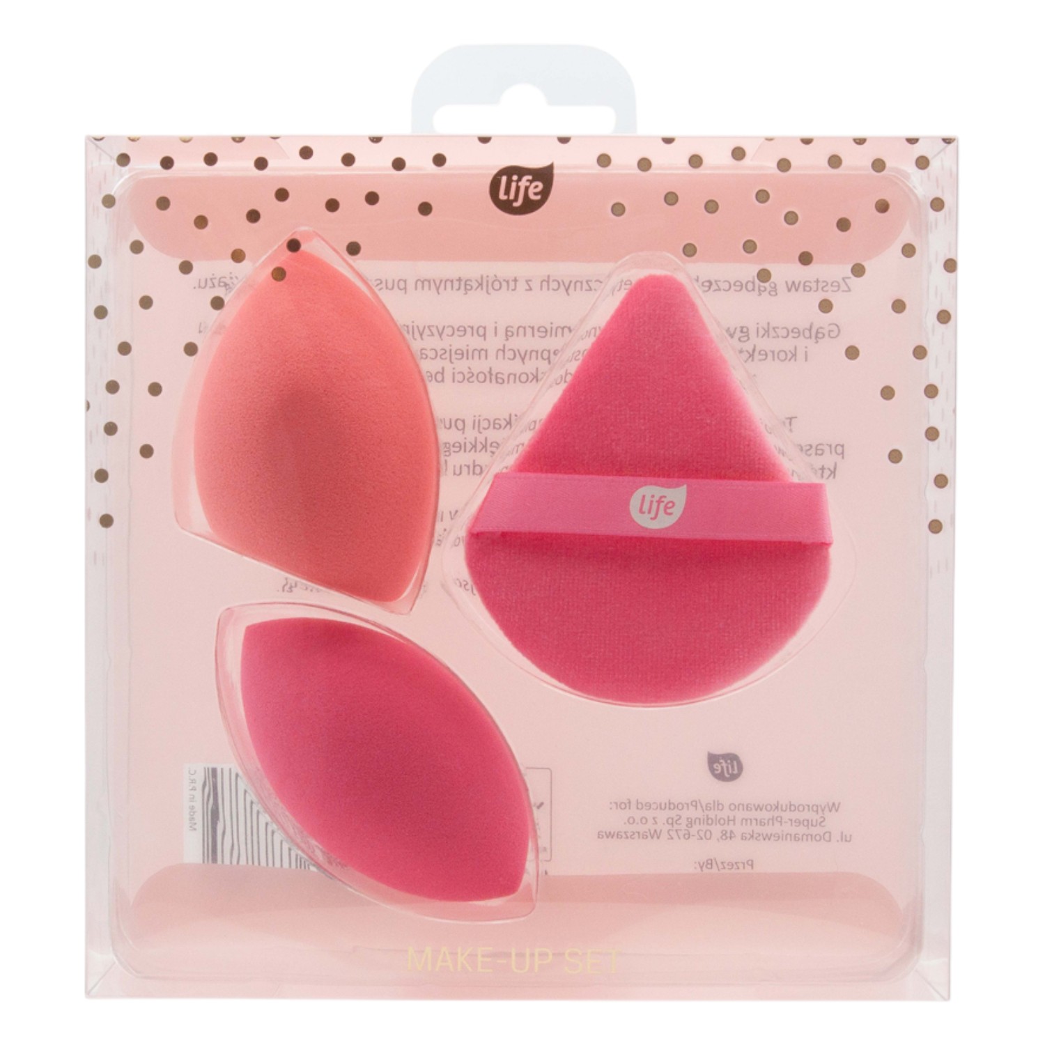 Life Zestaw puszek trójkątny + gąbeczki do makijażu 2 szt.