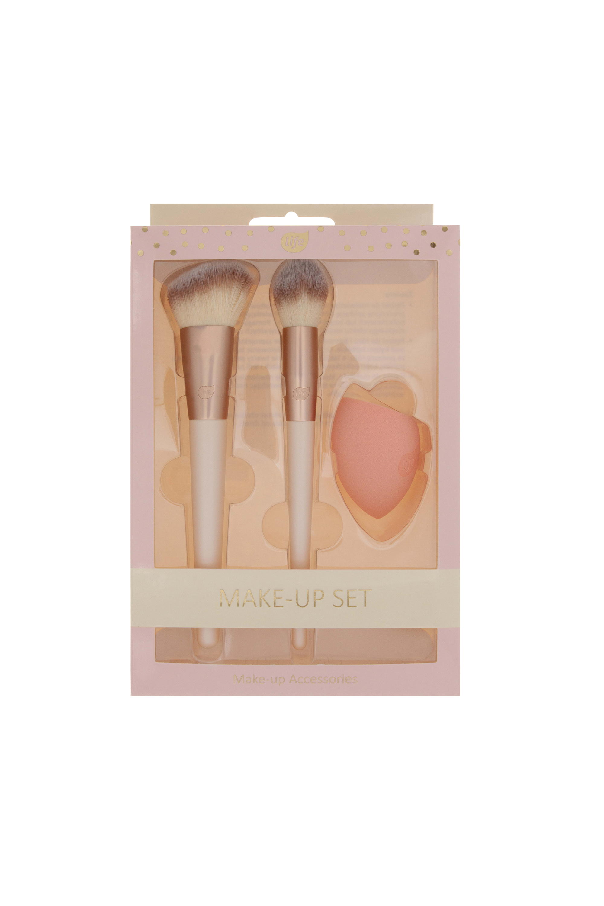 LIFE Make-up Set Zestaw pędzli do makijażu twarzy z gąbką