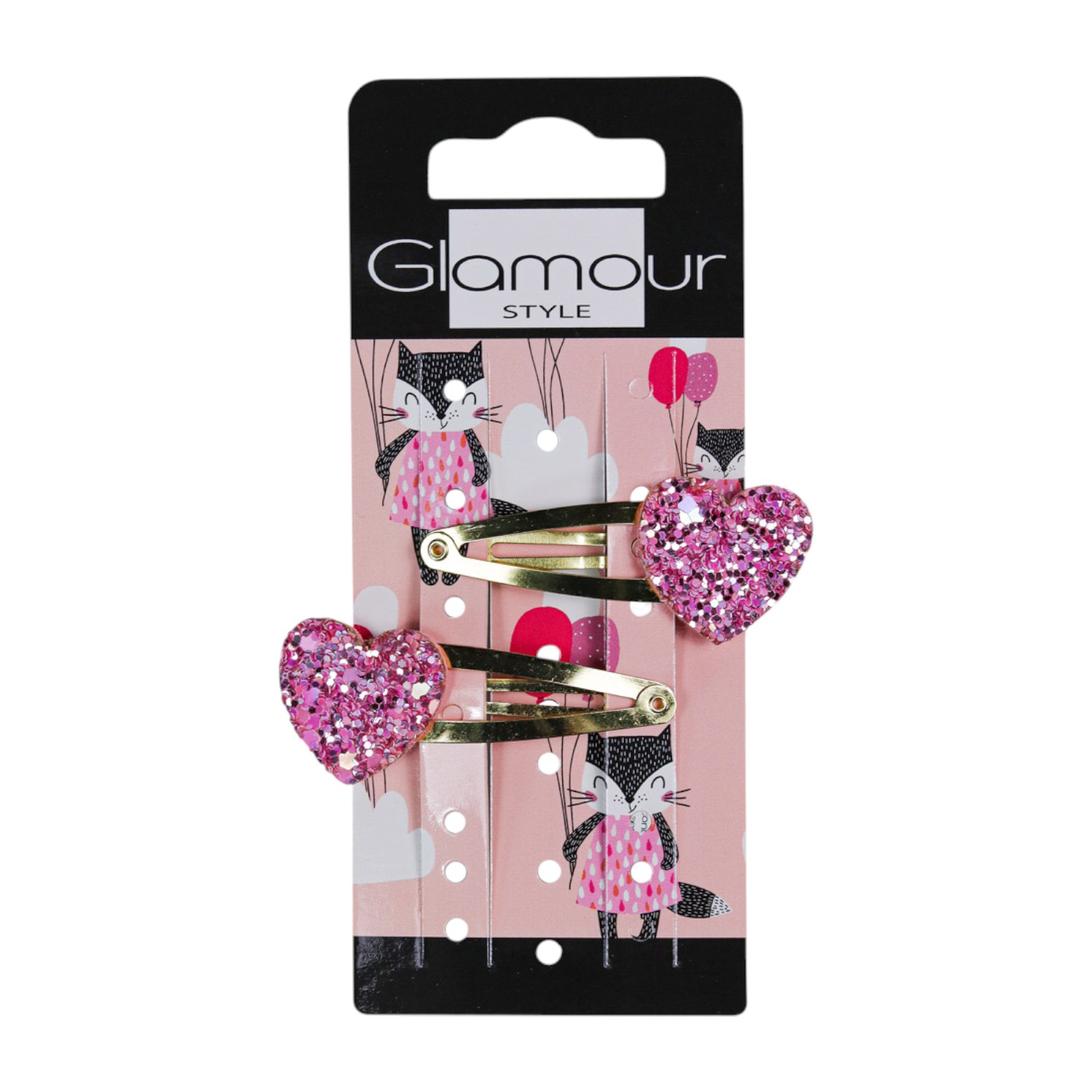 Glamour Kids Fermagli capelli glitter a cuore 2 pz.
