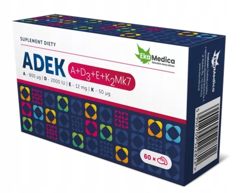Ekamedica Witaminy A+D3+E+K2MK7  Kapsułki, 60 szt.