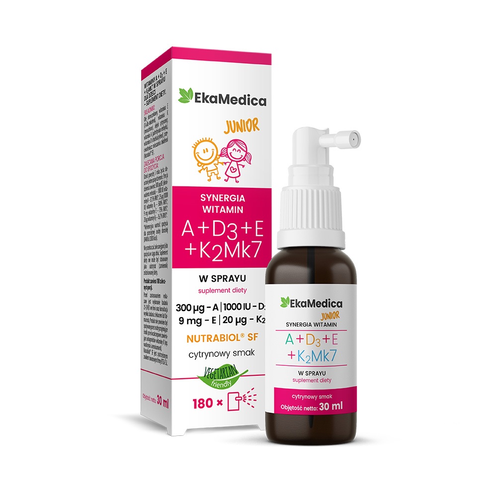 Ekamedica Witaminy Junior A+D3+E+K2MK7 Spray 30ml