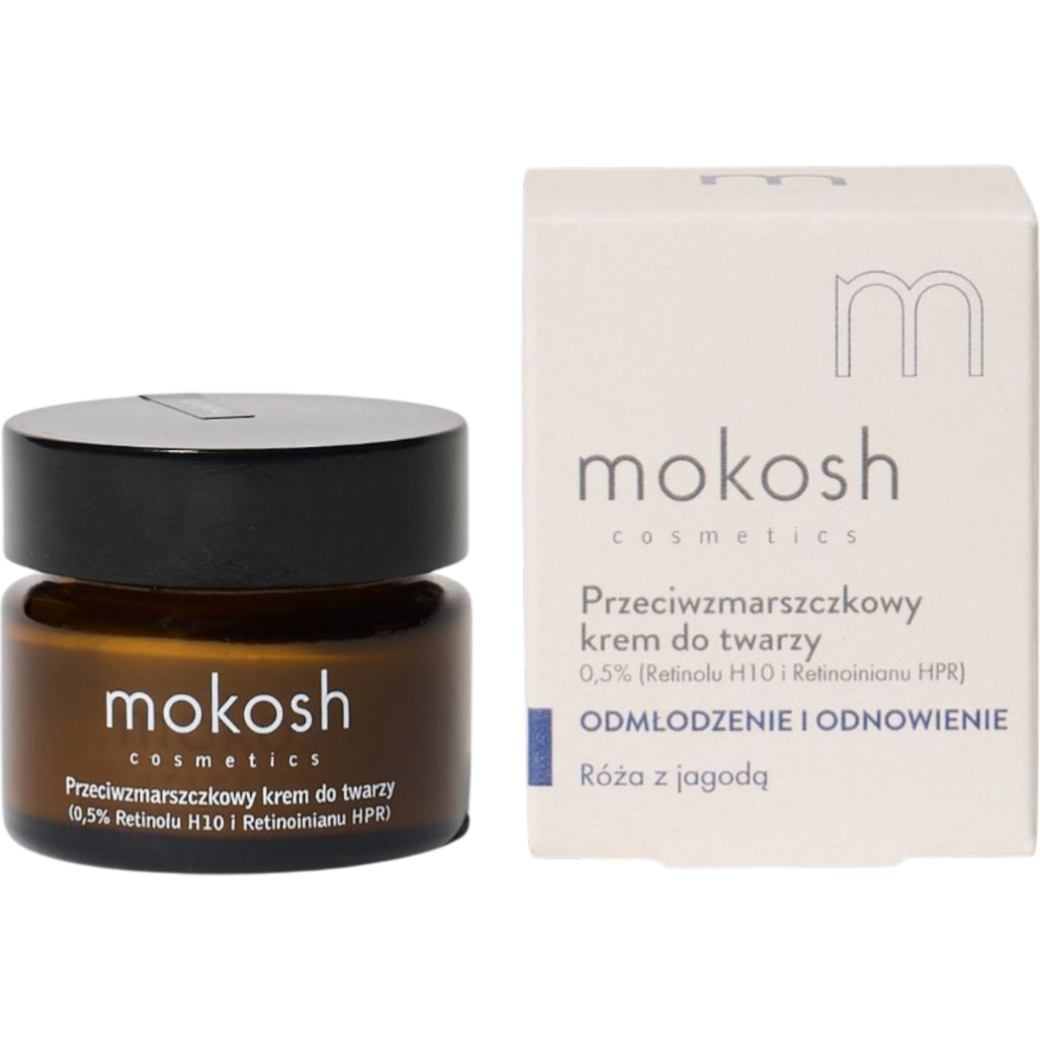 Mokosh Przeciwzmarszczkowy krem do twarzy 0,5% (Retinolu H10 i Retinoinianu HPR), 15ml