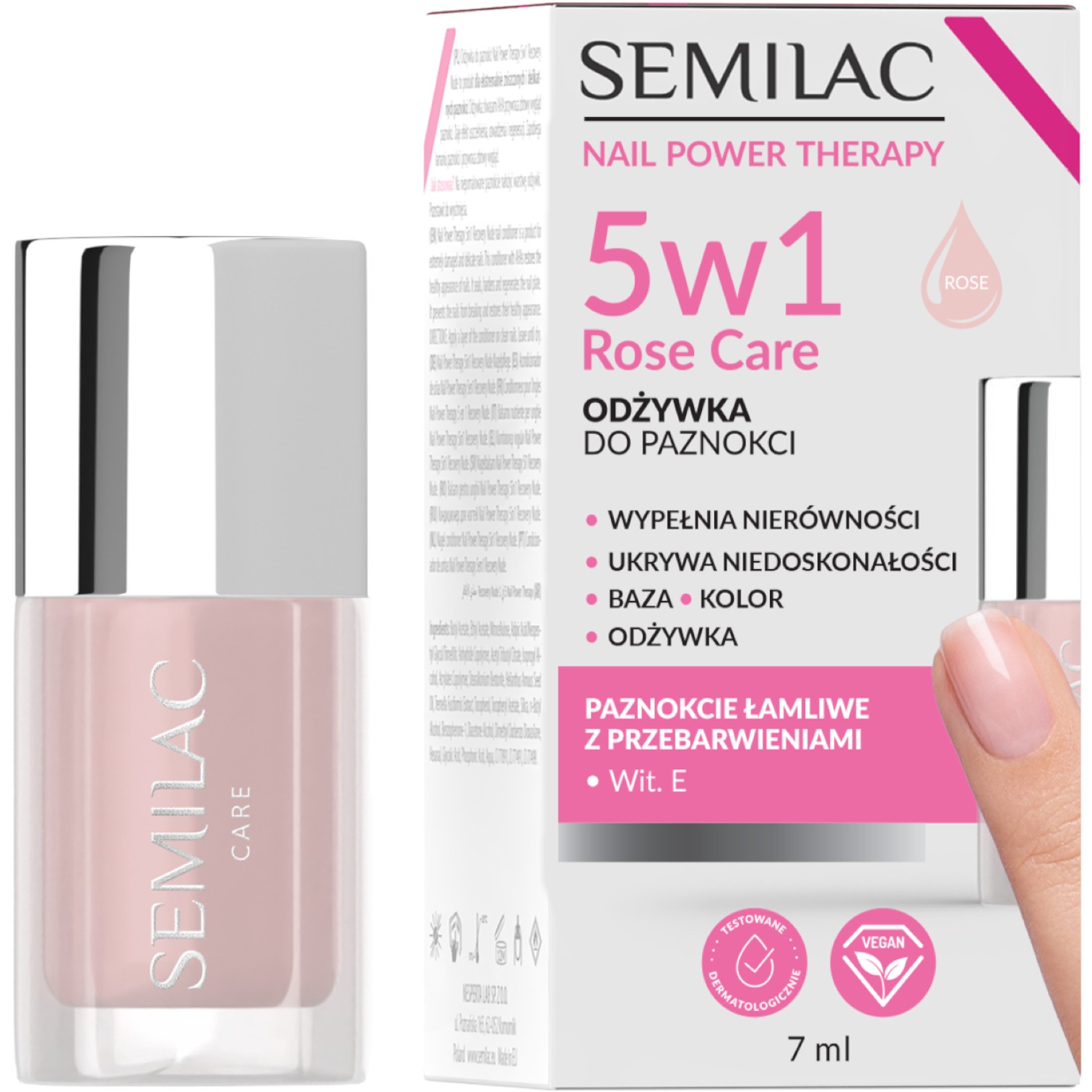 Semilac Odżywka do paznokci Nail Power Therapy 5w1, Rose Care