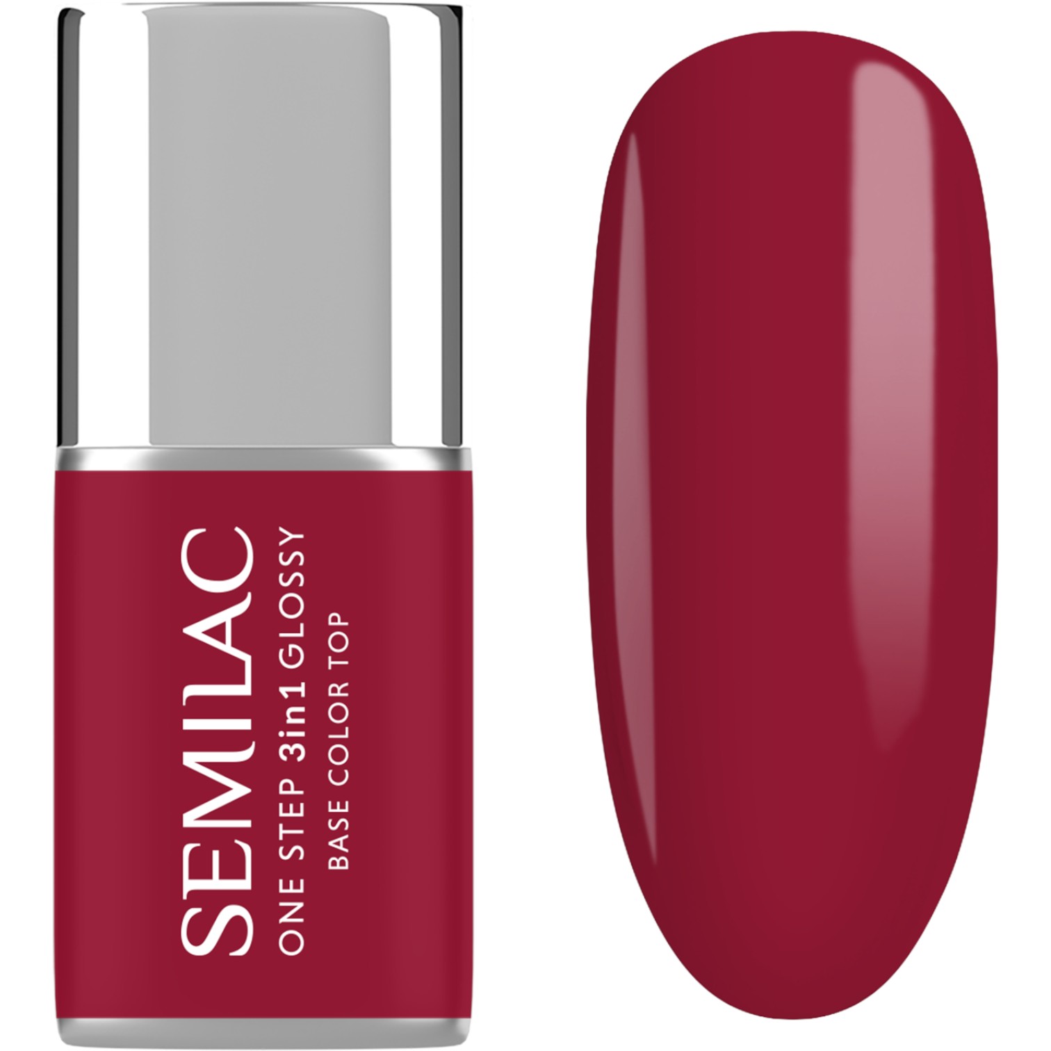 Semilac Lakier hybrydowy One Step Glossy, S575 Dark Red