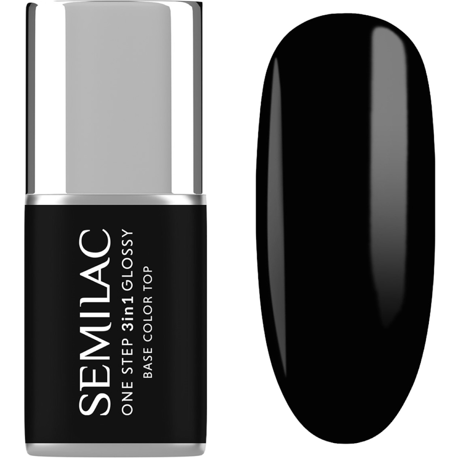 Semilac Lakier hybrydowy One Step Glossy, S190 The Black