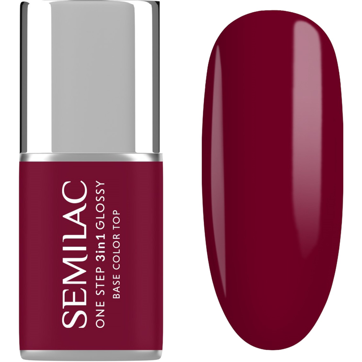 Semilac Lakier hybrydowy One Step Glossy, S570 Dark Raspberry