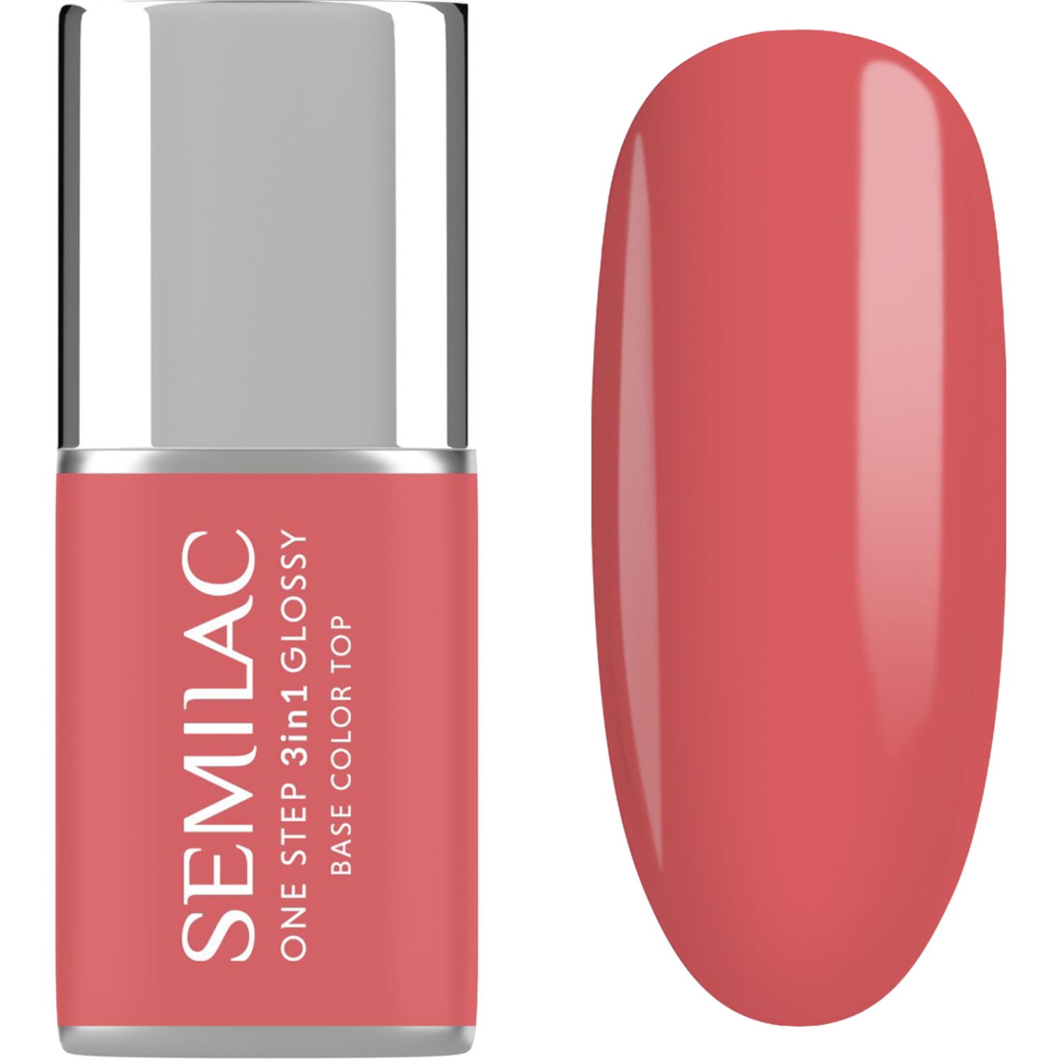 Semilac Lakier hybrydowy One Step Glossy, S690 Coral Pink