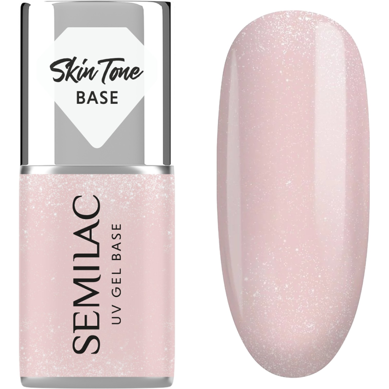 Semilac Baza do lakierów hybrydowych Skin Tone Cover Base, Glitter Beige